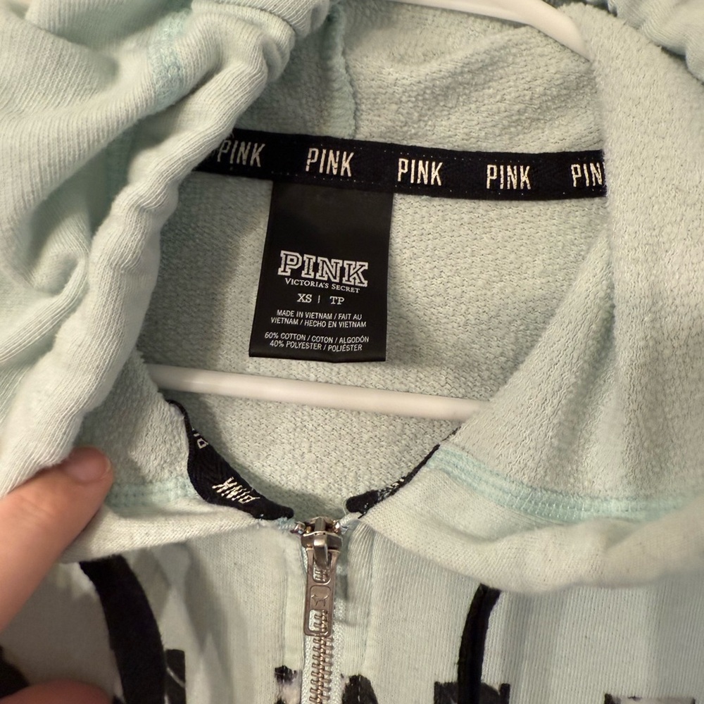 PINK Victoria's Secret Mint Hoodie with Leopard Print - Picture 2 of 7